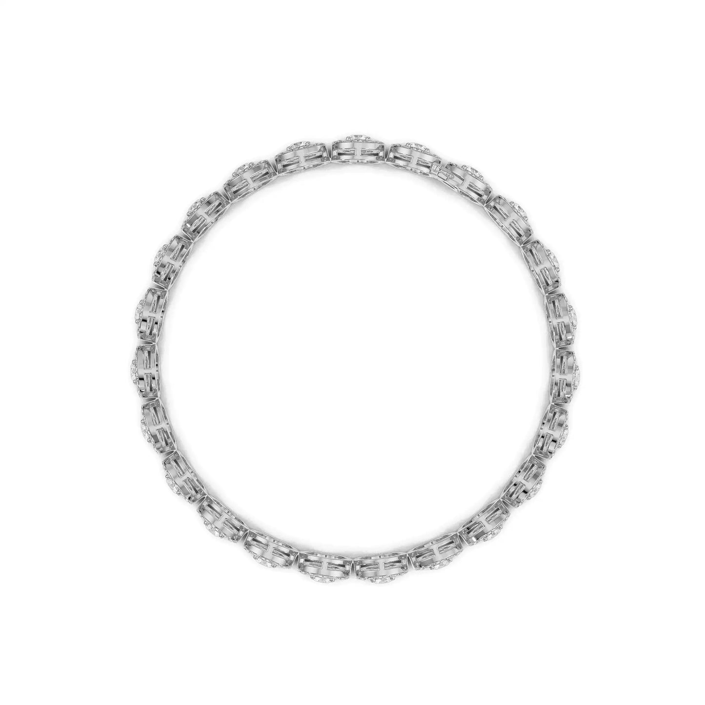 Round Halo Cocktail Diamond  Bracelet