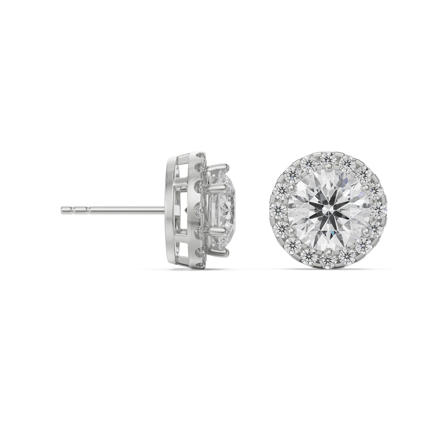 1 CT Brilliant Round Solitaire Halo Stud Earrings