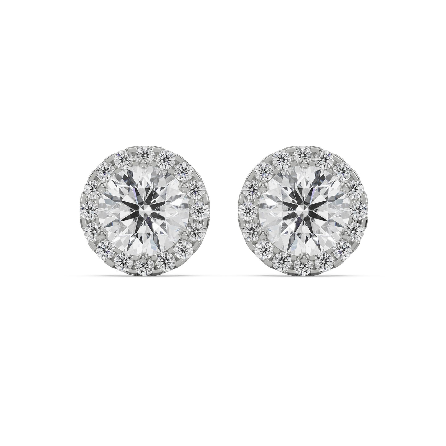 1 CT Brilliant Round Solitaire Halo Stud Earrings