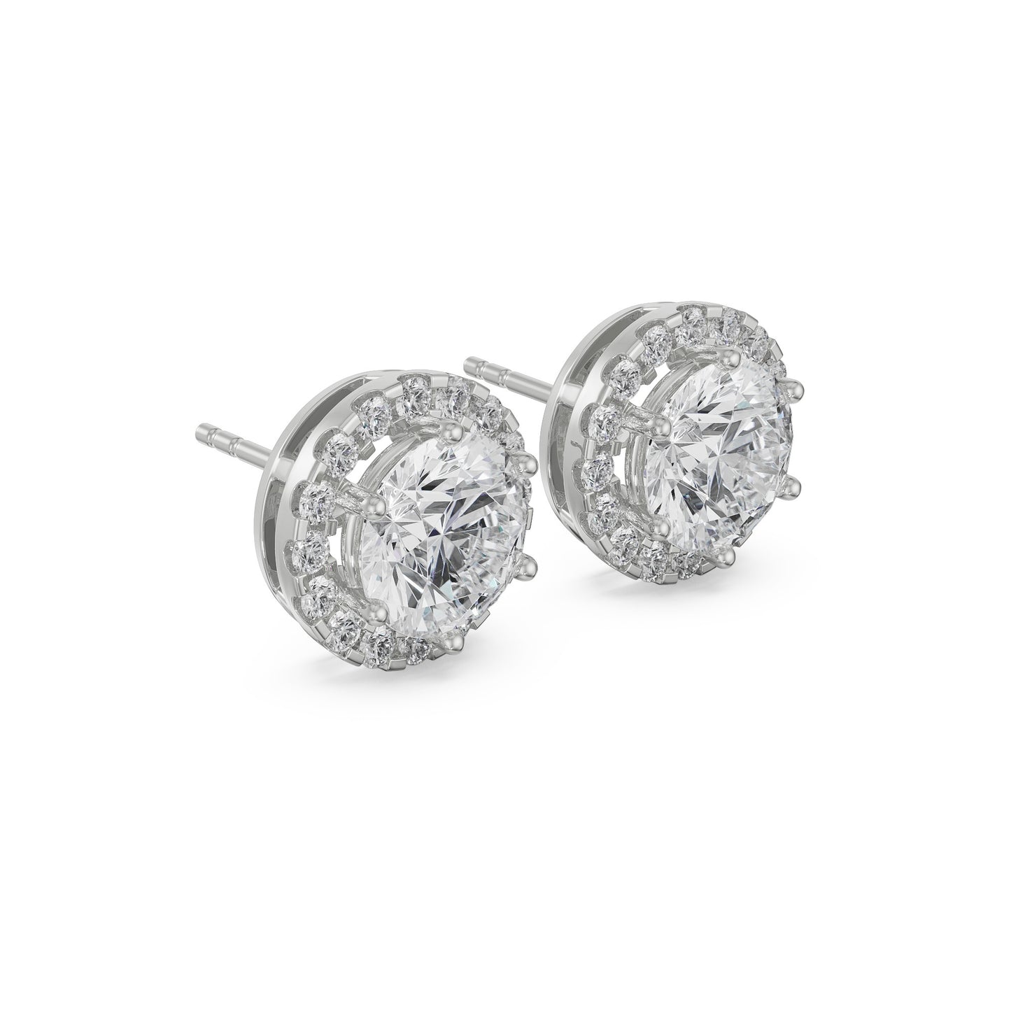 1 CT Brilliant Round Solitaire Halo Stud Earrings