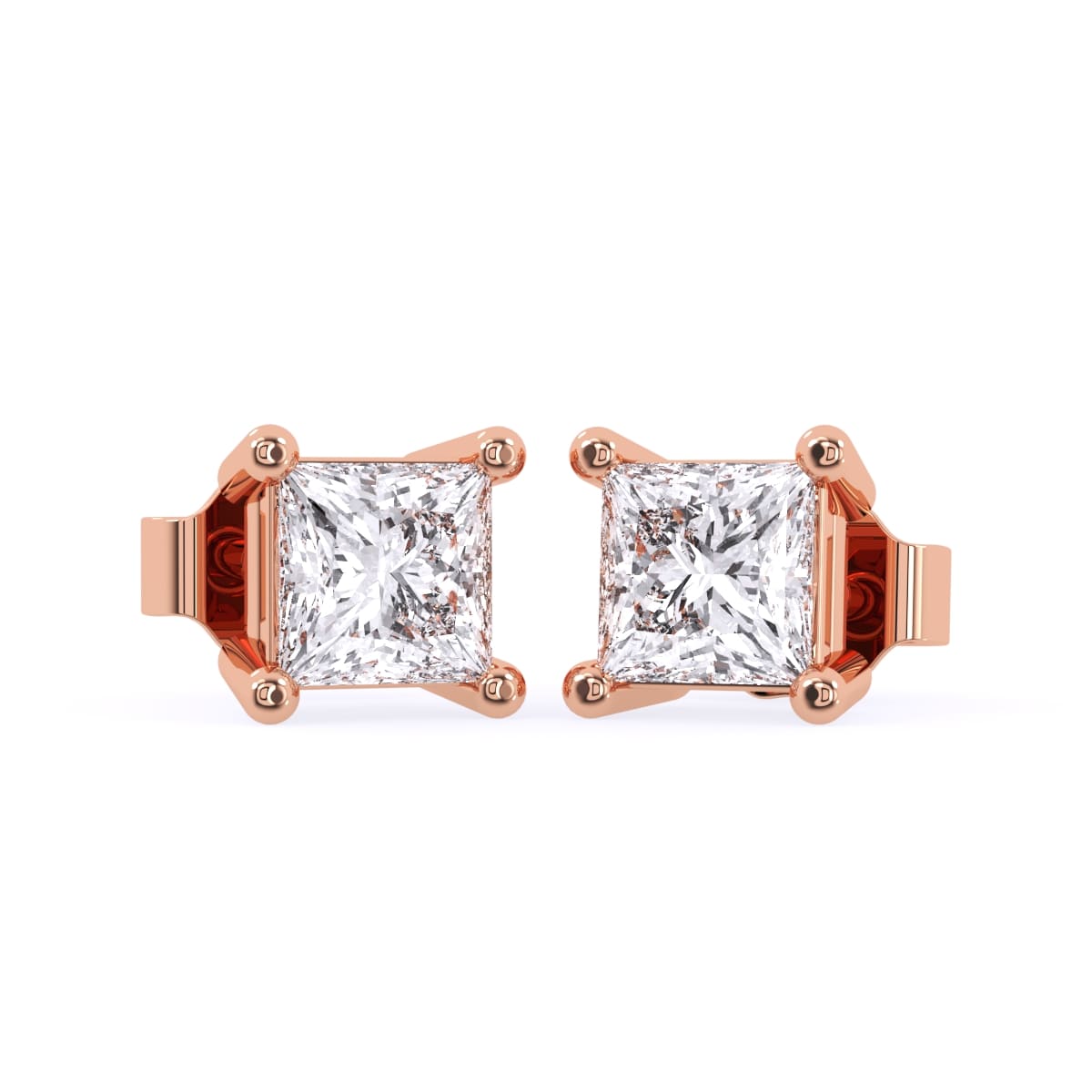 0.25cts Princess Solitaire Diamond Stud Earrings