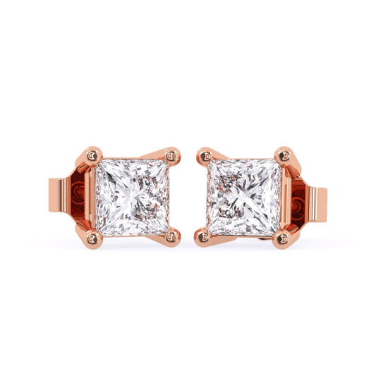 0.25cts Princess Solitaire Diamond Stud Earrings