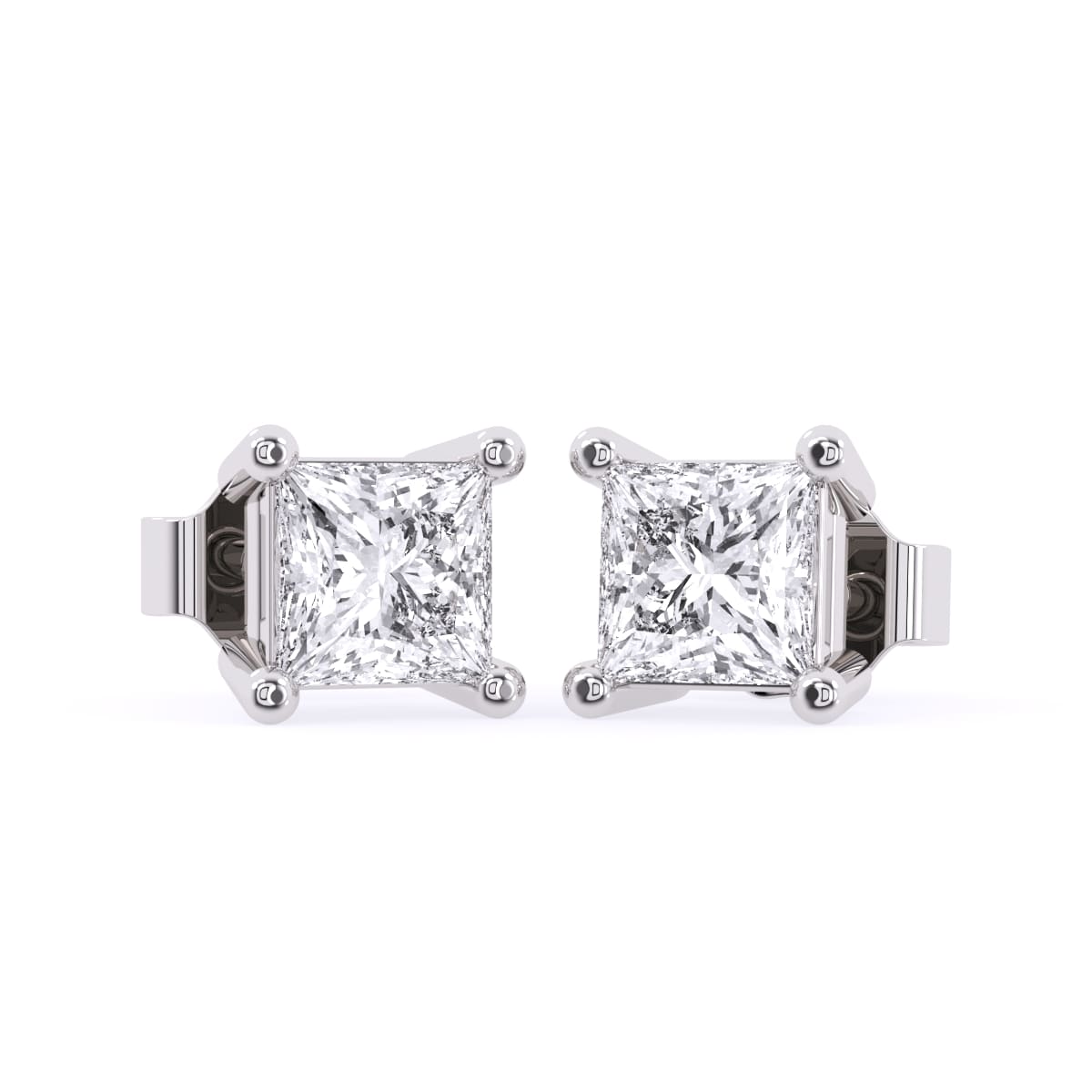 0.25cts Princess Solitaire Diamond Stud Earrings
