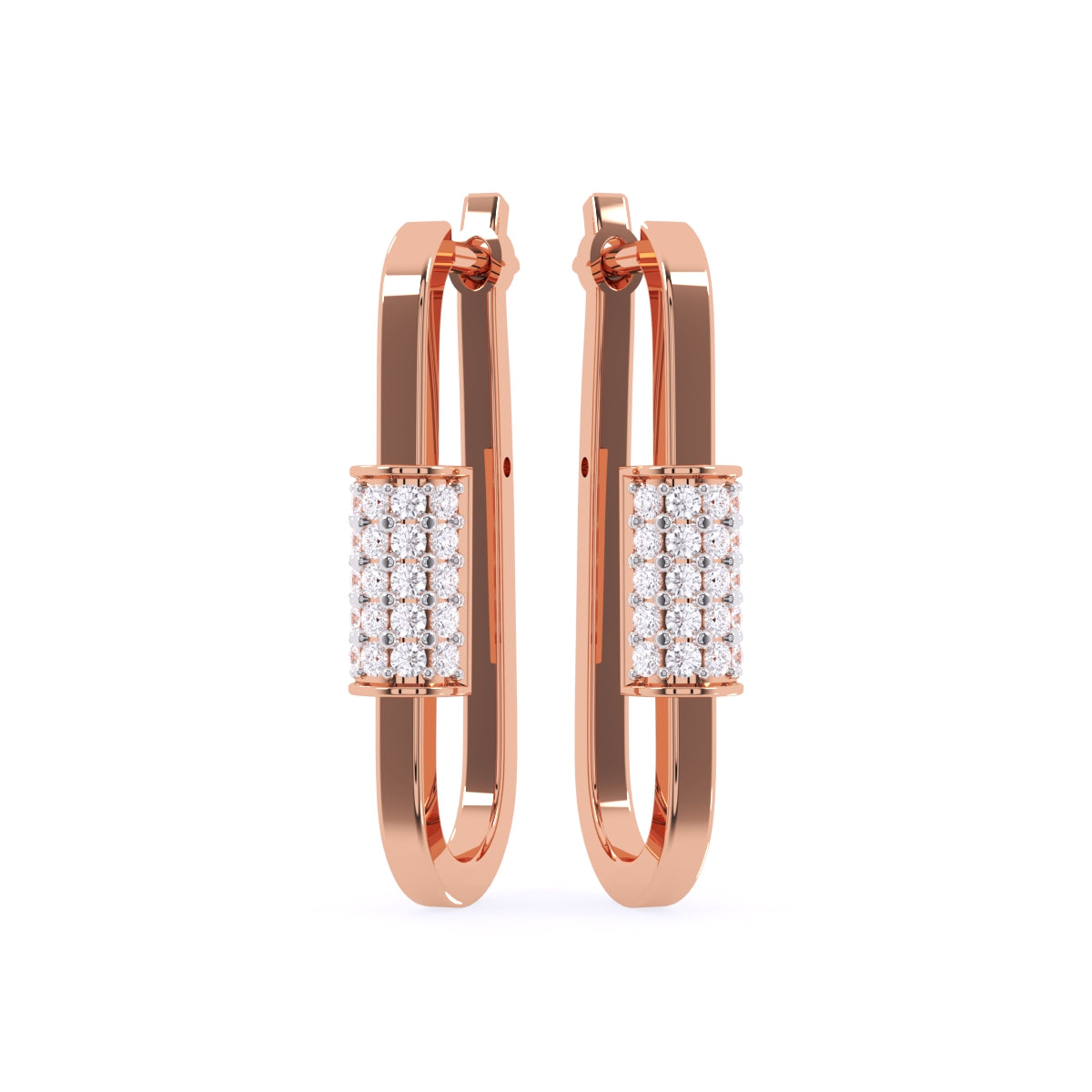 Fancy Round Diamond Hoops Earrings