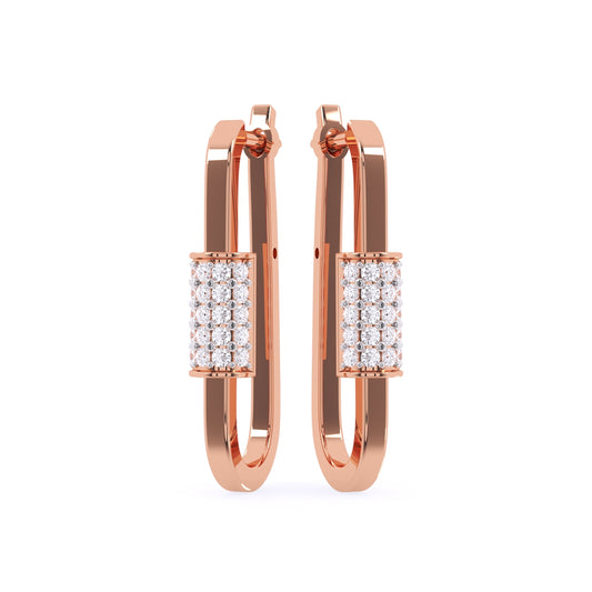 Fancy Round Diamond Hoops Earrings