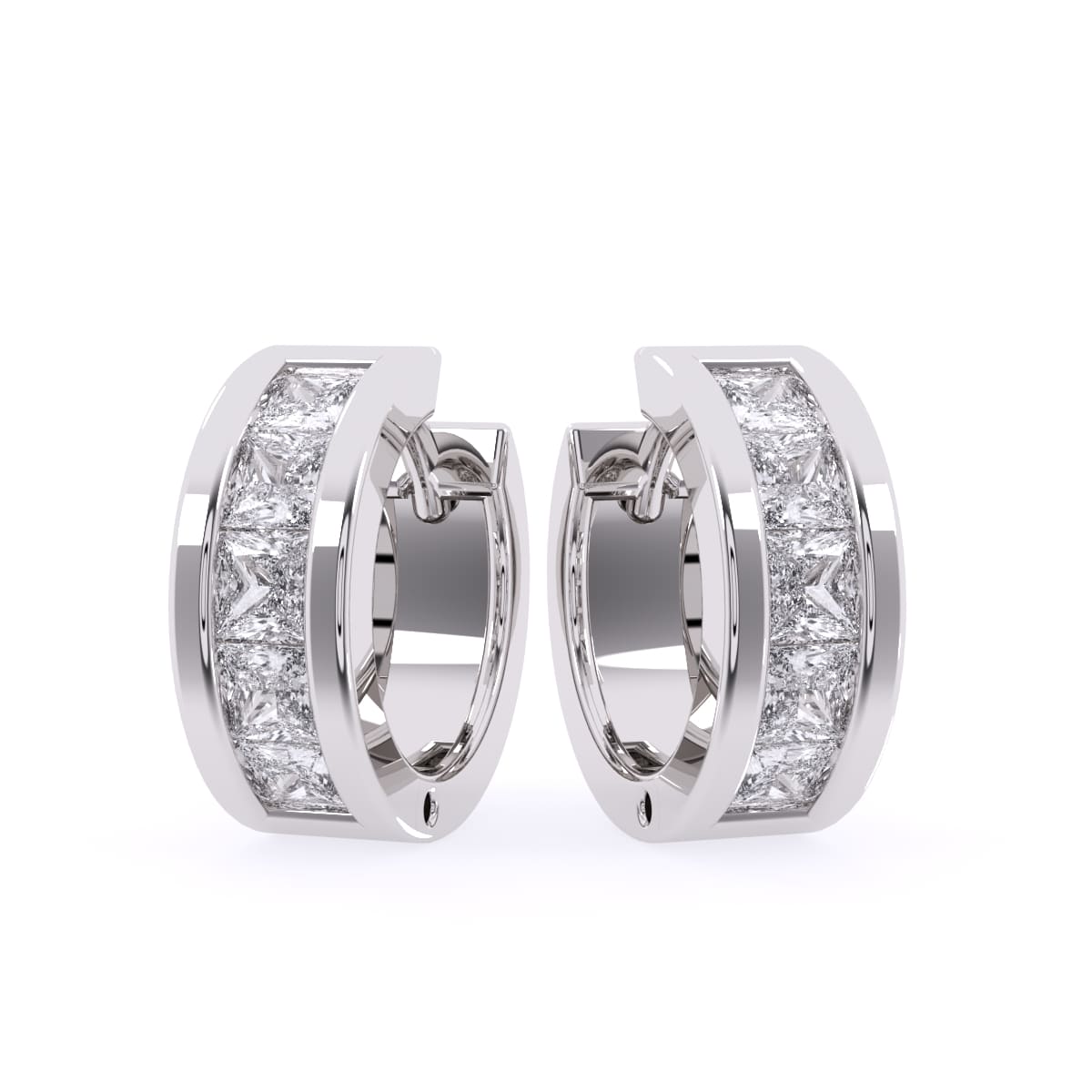 Princess Cut Diamonds Hoops Earrings