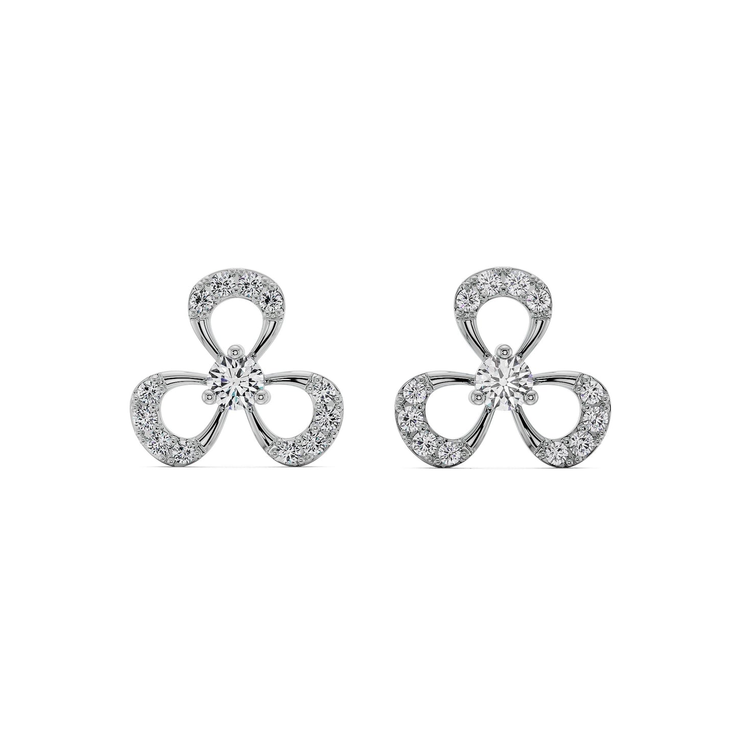 Blooming Floral Diamond Stud Earrings