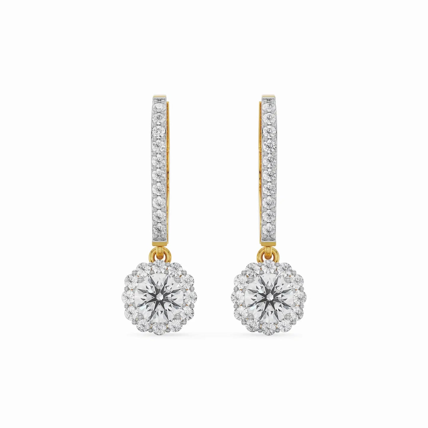 Brilliant Round Halo Dangler Earrings