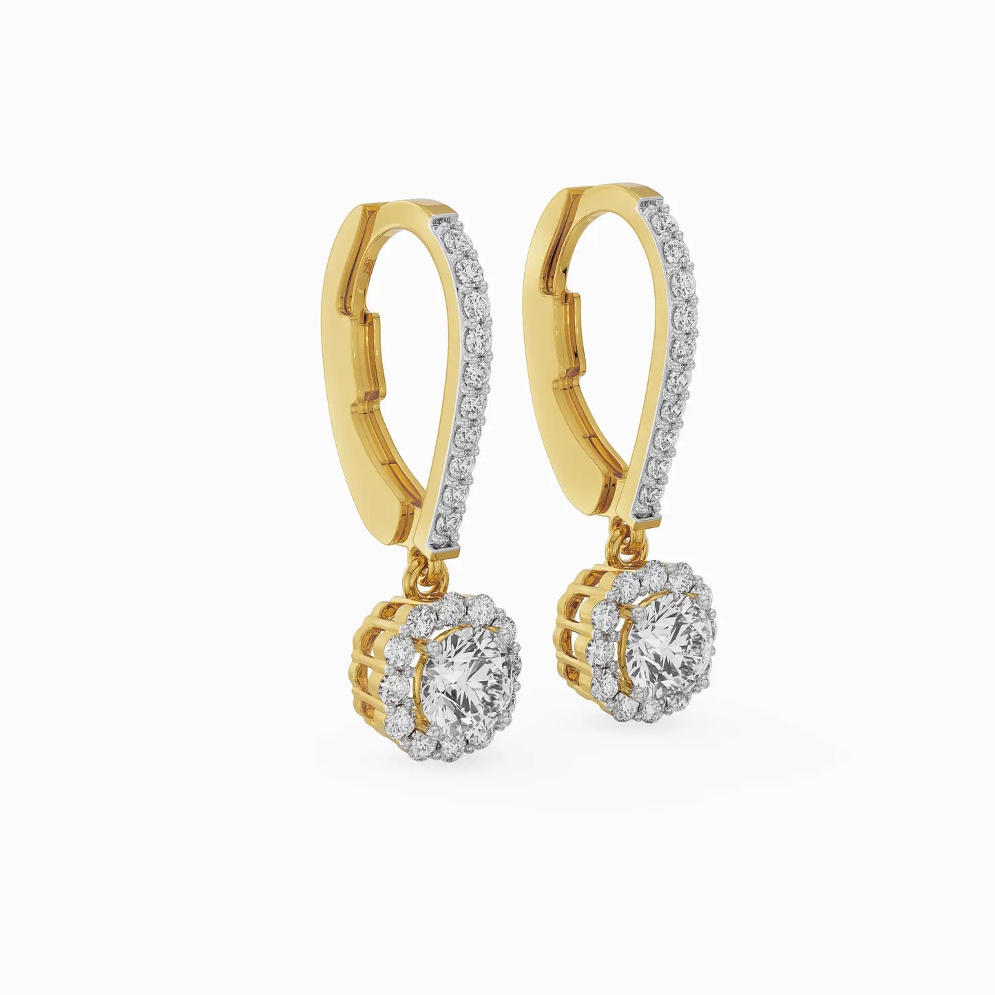 Brilliant Round Halo Dangler Earrings