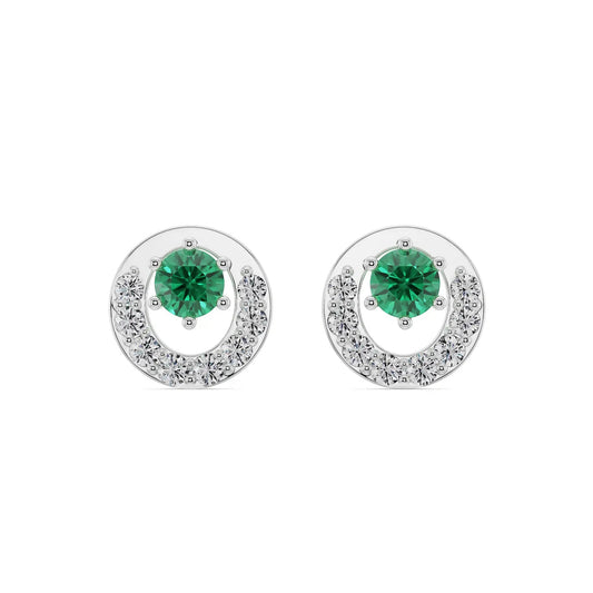 Emerald Halo Stud Earrings