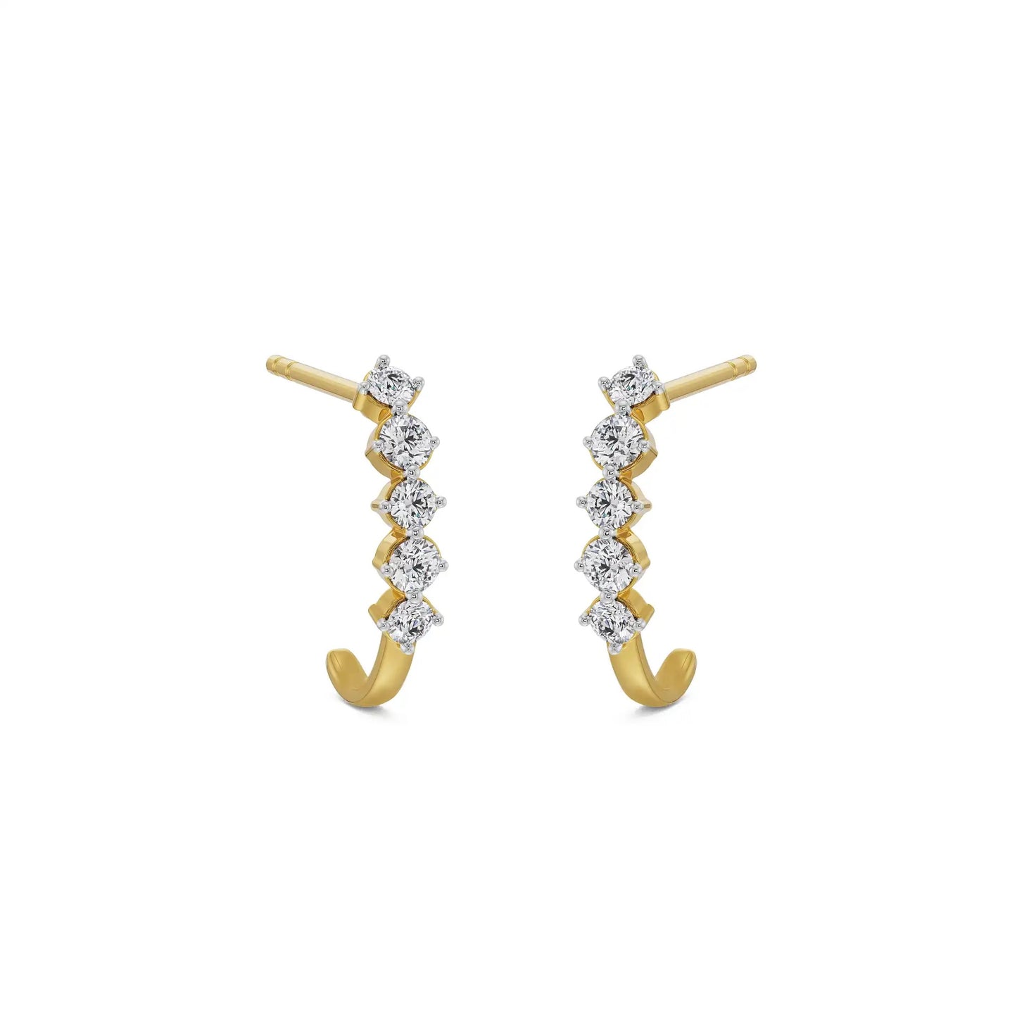 Round Diamond Quintet Stud Earrings