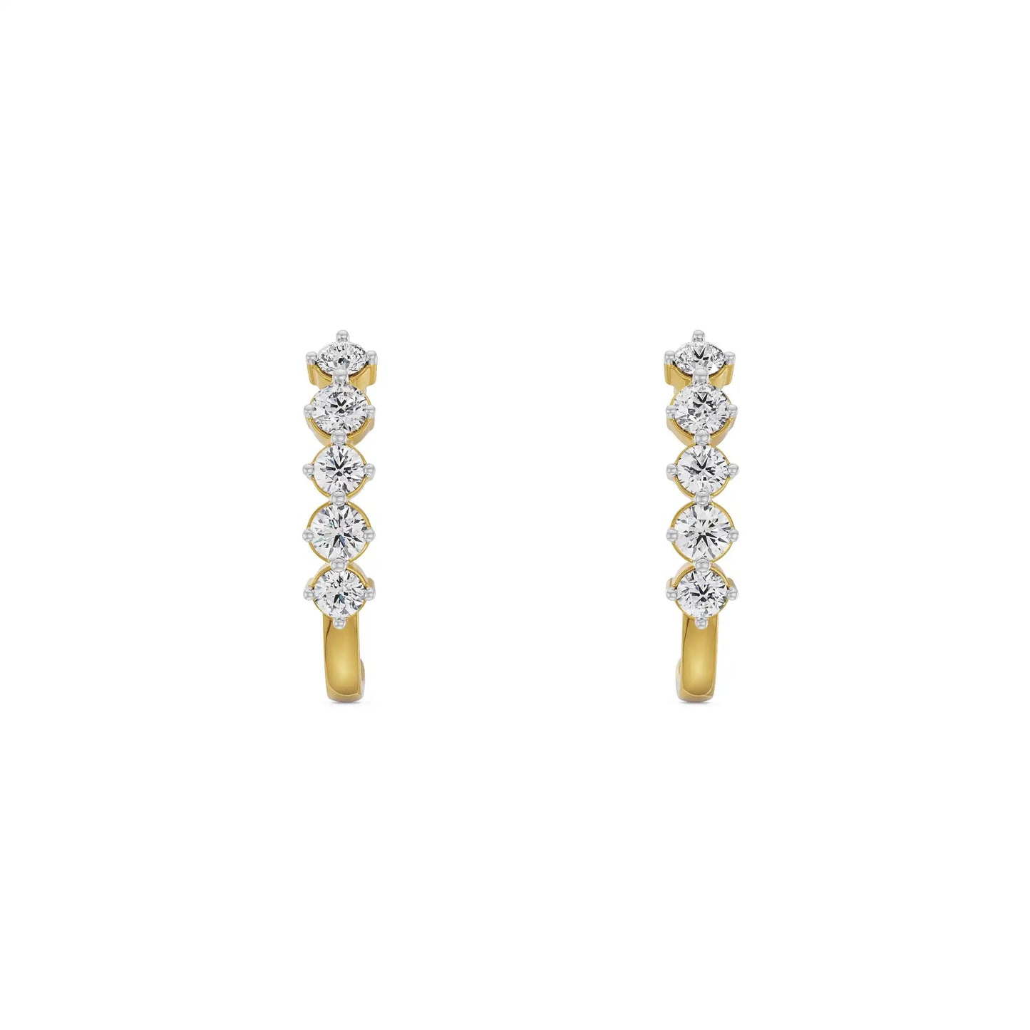Round Diamond Quintet Stud Earrings