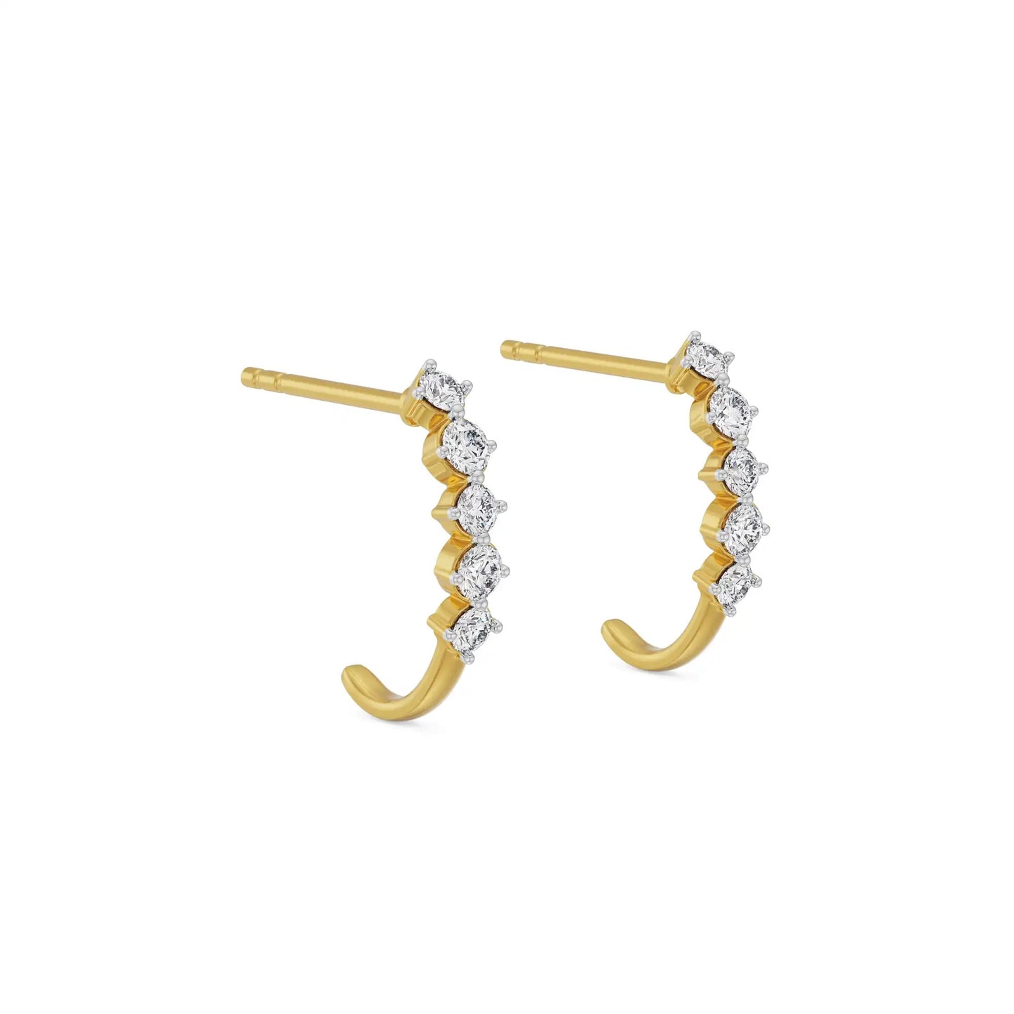 Round Diamond Quintet Stud Earrings