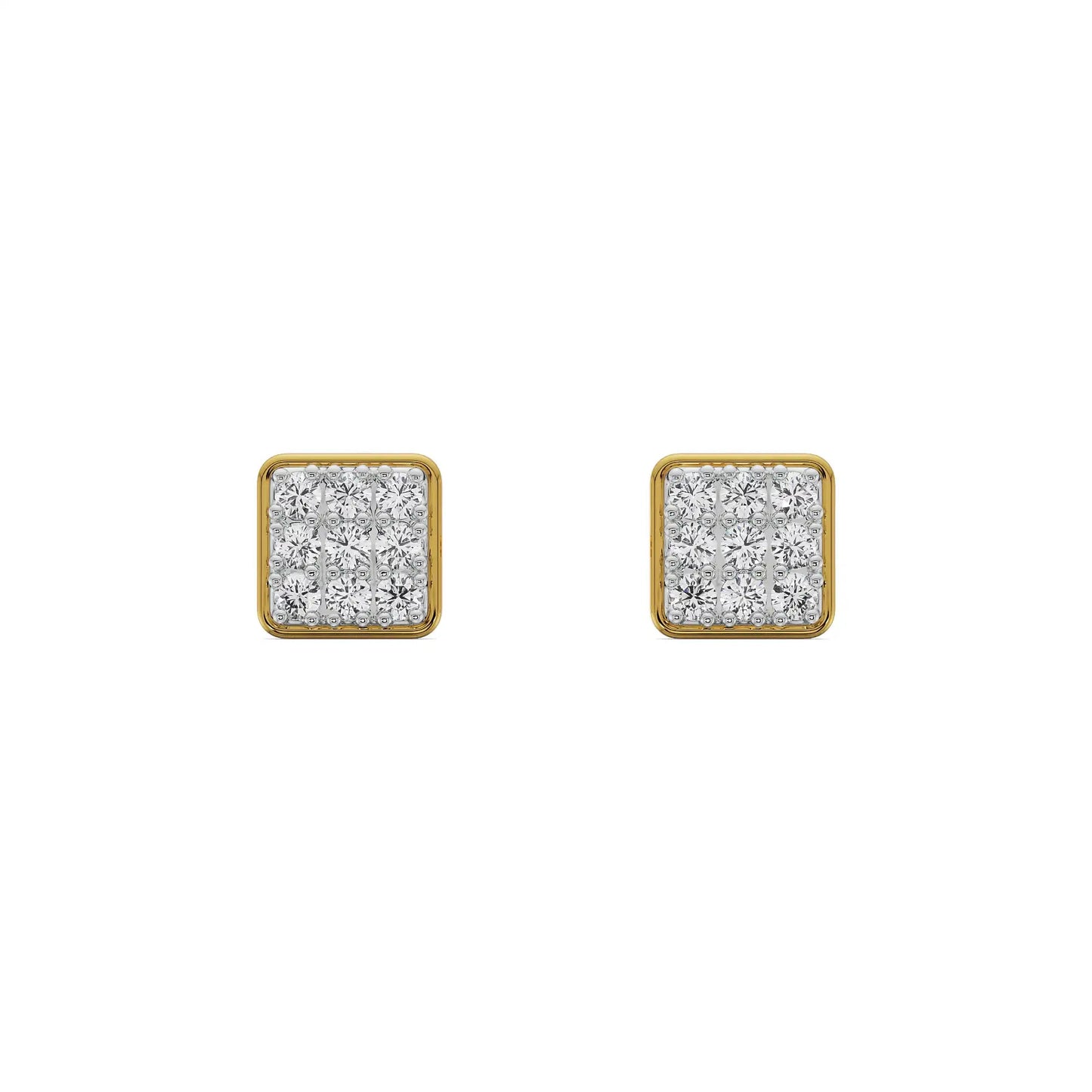 Square Cluster Diamond Stud Earrings