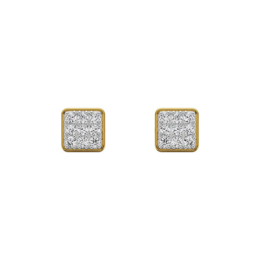 Square Cluster Diamond Stud Earrings