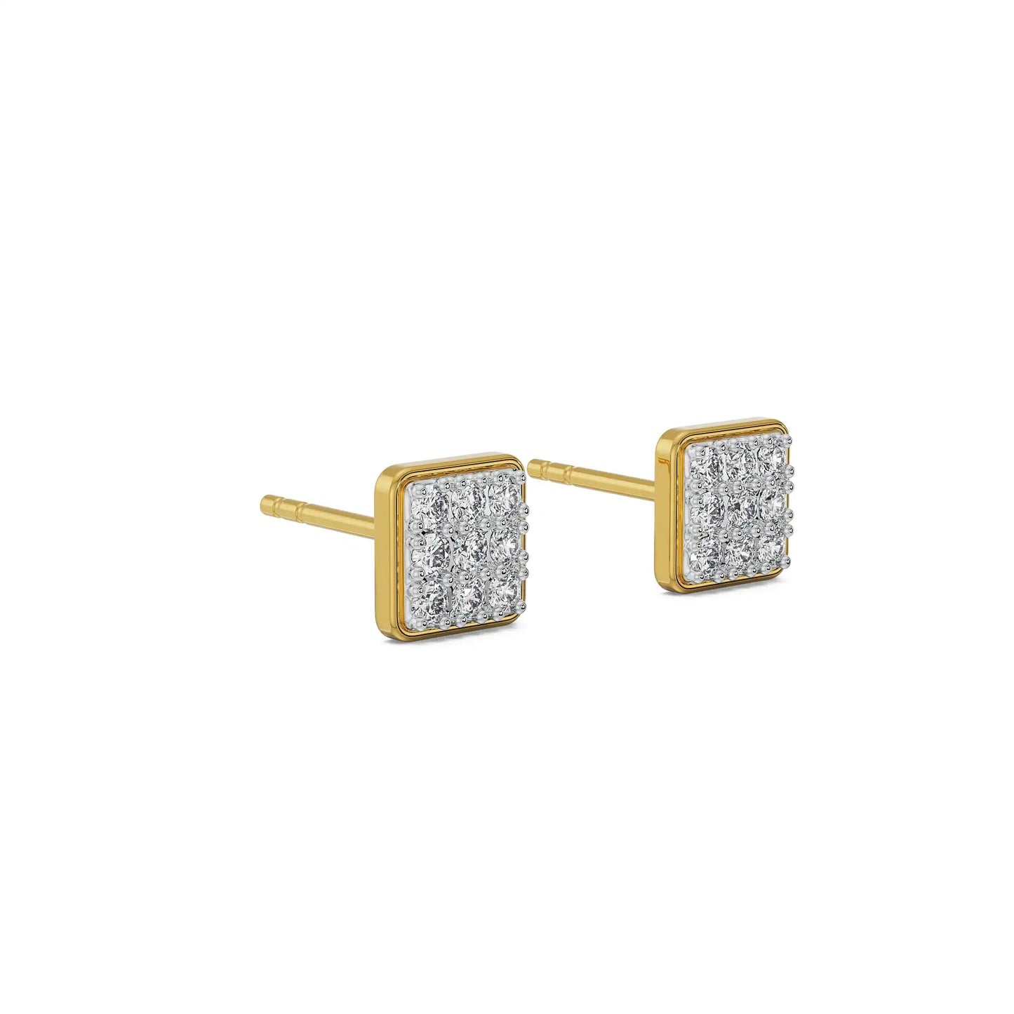 Square Cluster Diamond Stud Earrings