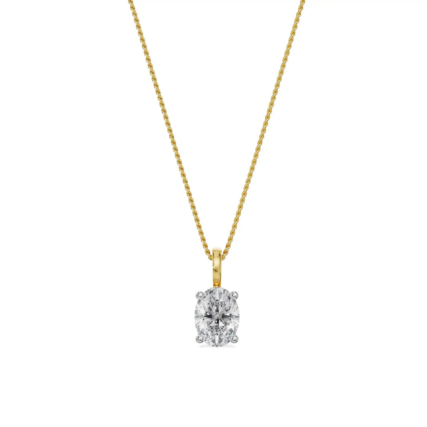 1Cts Solitaire Oval Diamond Necklace