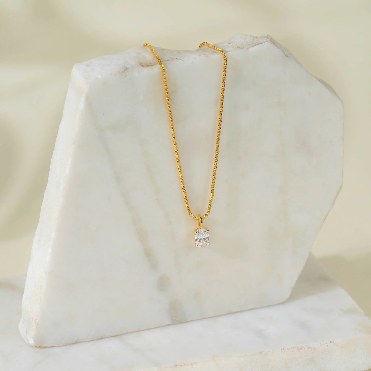 1Cts Solitaire Oval Diamond Necklace
