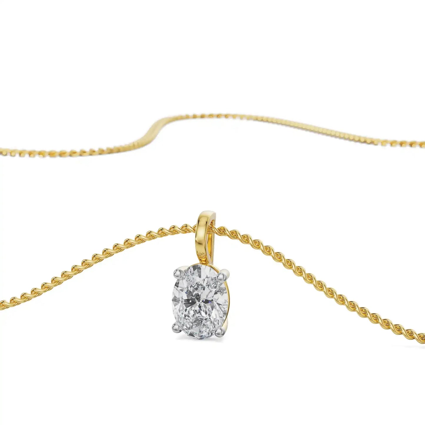 1Cts Solitaire Oval Diamond Necklace