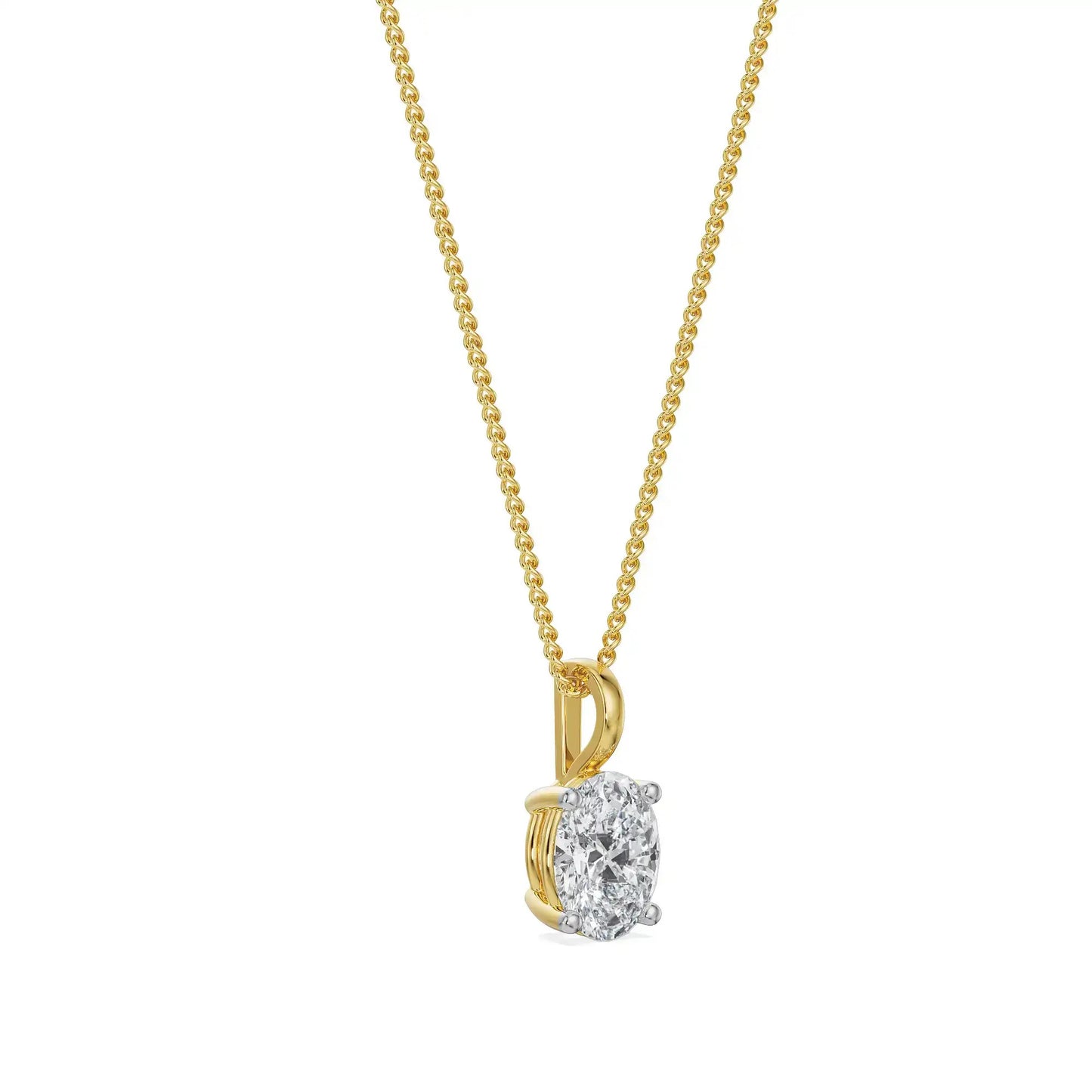 1Cts Solitaire Oval Diamond Necklace