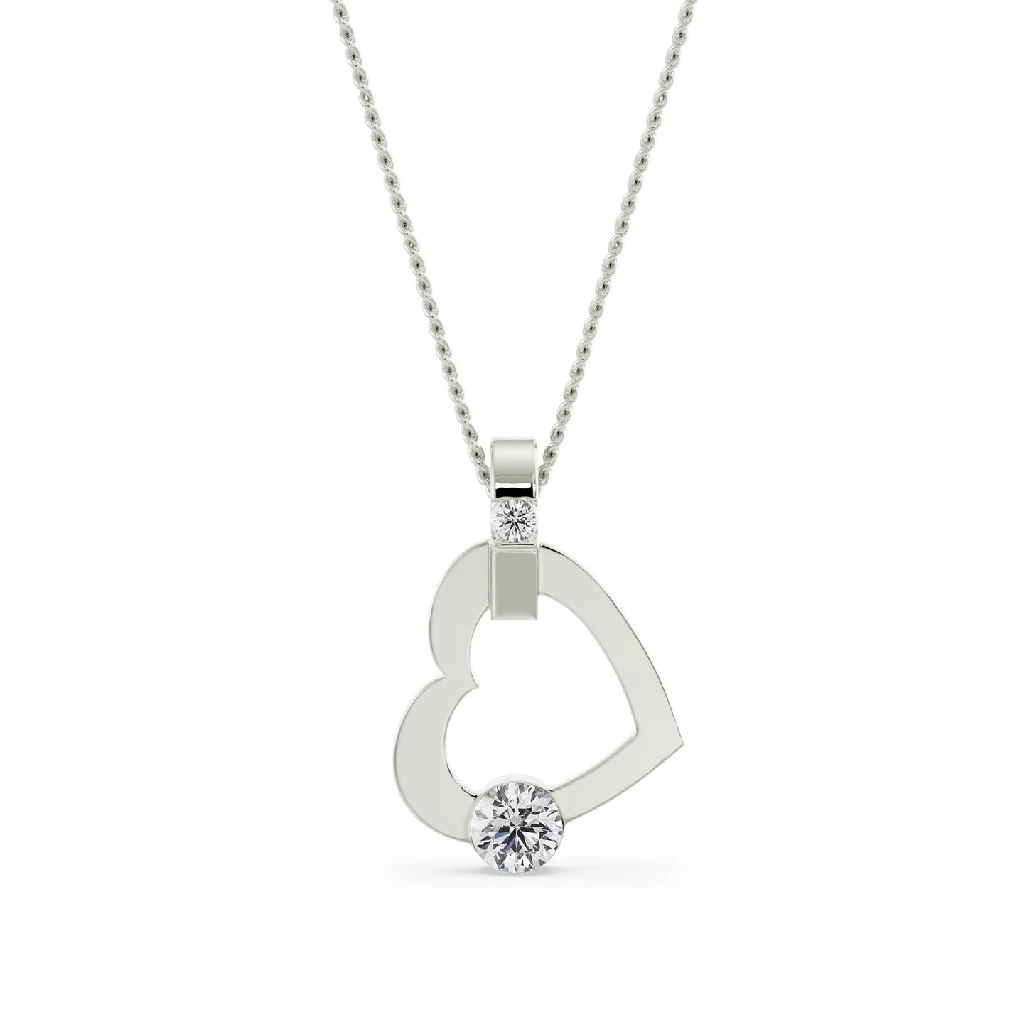Tilted Heart Diamond Necklace