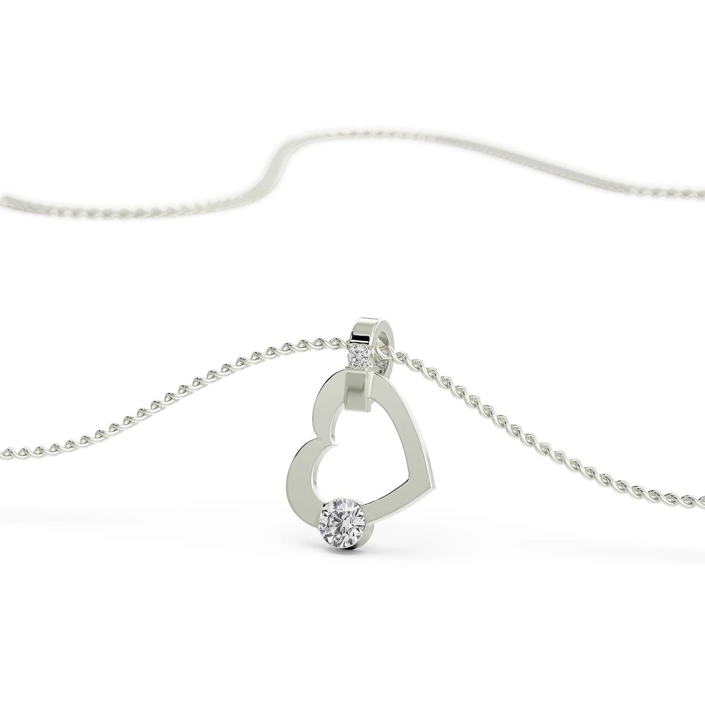 Tilted Heart Diamond Necklace