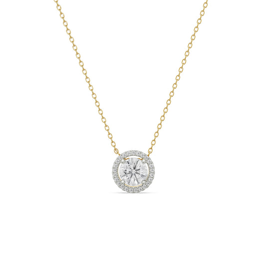 Halo Round Solitaire Diamond Necklace