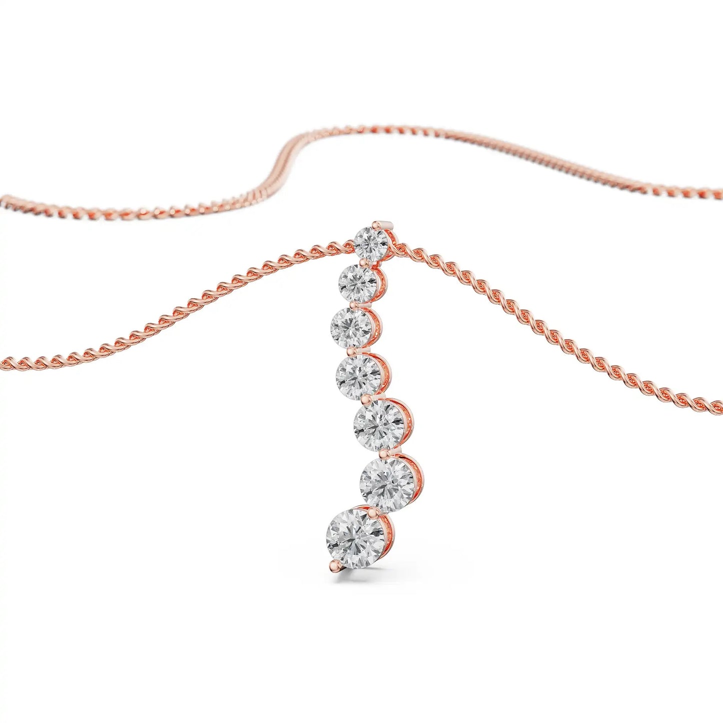 Round Solitaire Journey Diamond Necklace