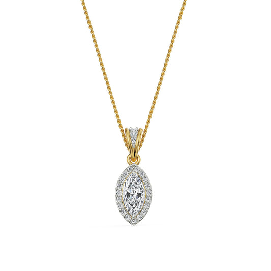 0.5 CT Marquise Halo Diamond Necklace