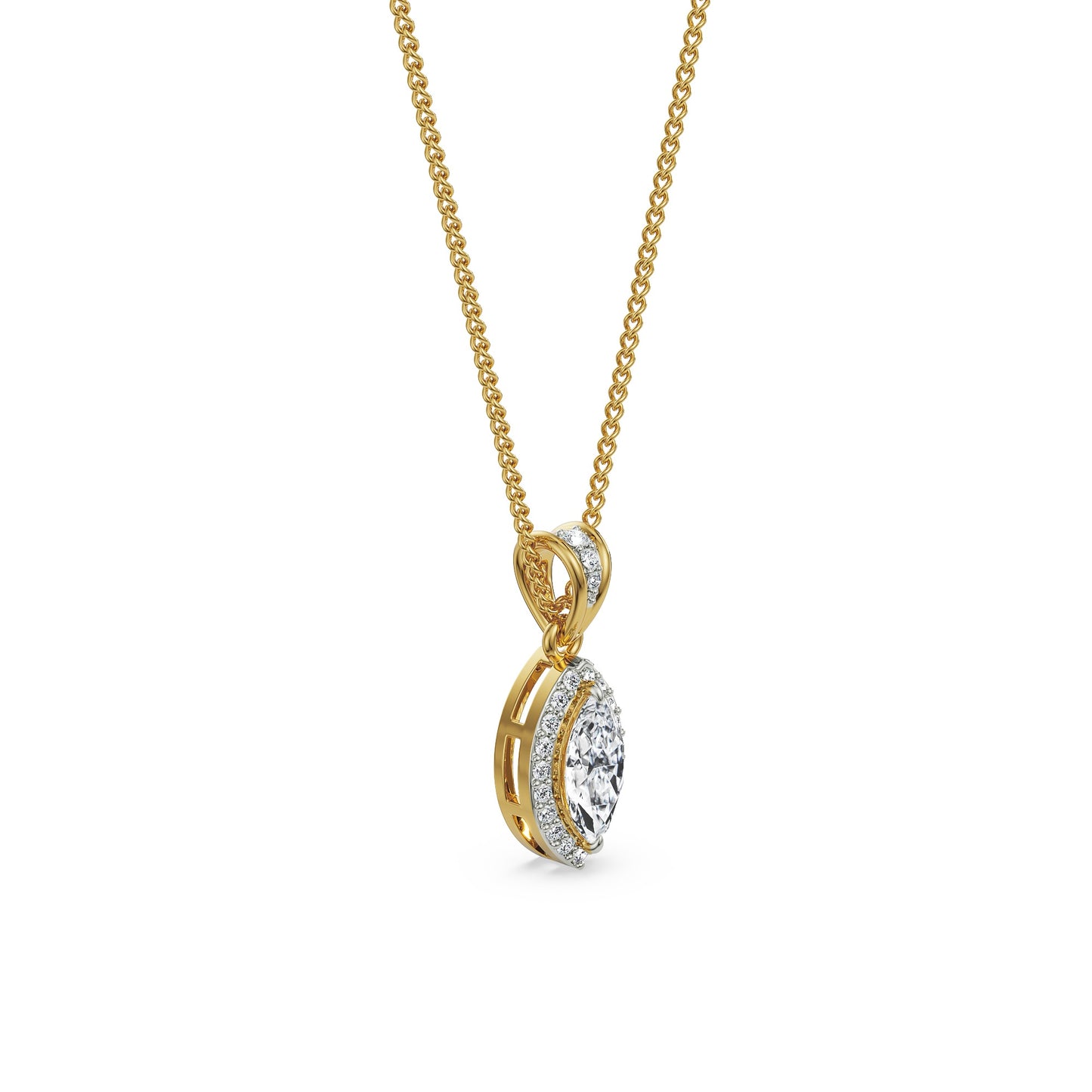 0.5 CT Marquise Halo Diamond Necklace
