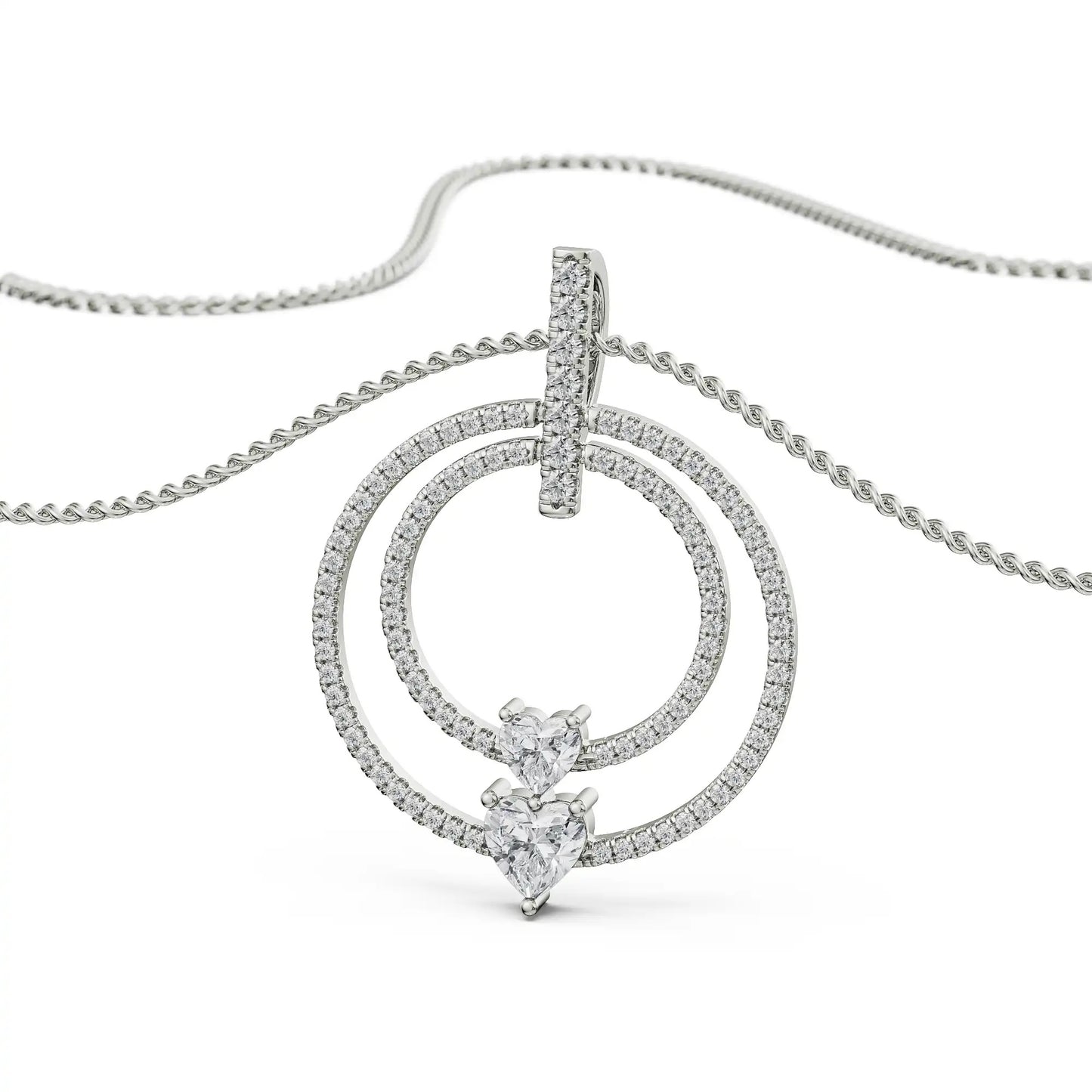 Circle Heart Diamond Necklace