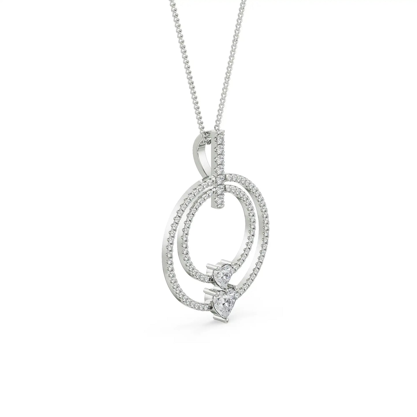 Circle Heart Diamond Necklace
