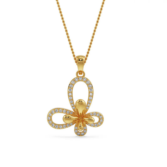 Floral Butterfly Diamond Necklace