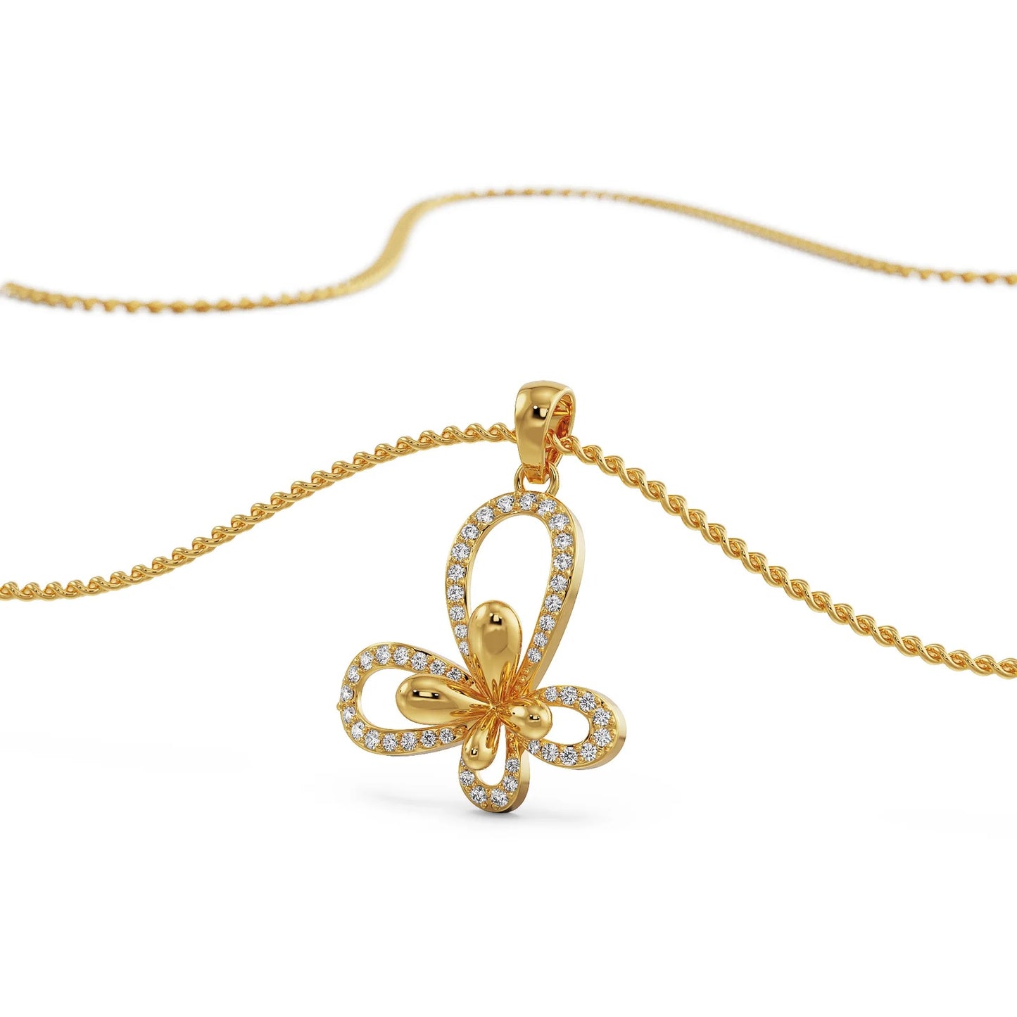 Floral Butterfly Diamond Necklace
