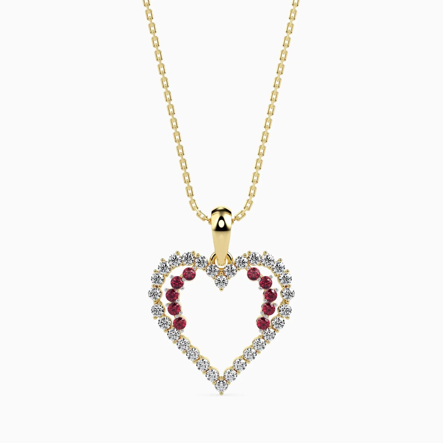 Ruby And Diamonds Heart Necklace