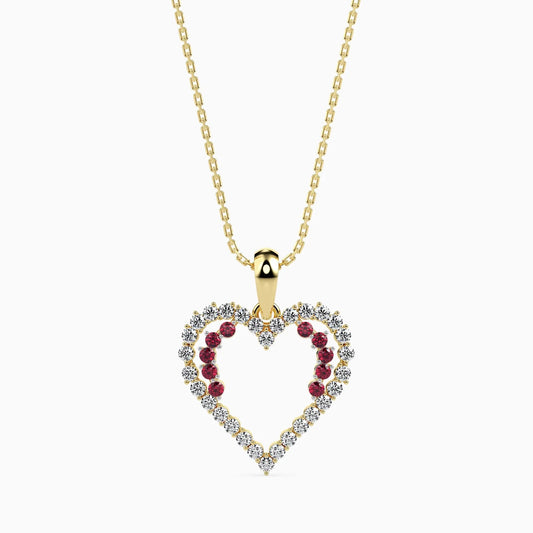 Ruby And Diamonds Heart Necklace