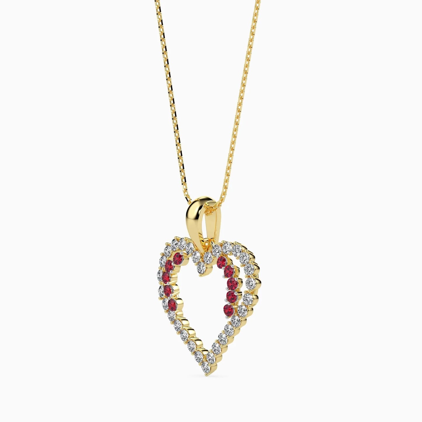 Ruby And Diamonds Heart Necklace