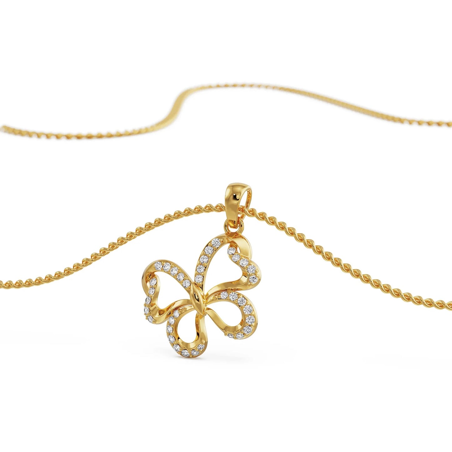 Whimsical Butterfly Diamond Necklace