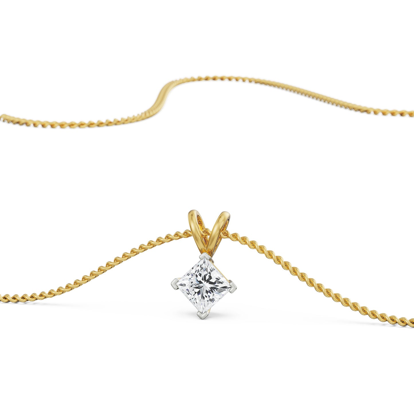 1 CT Princess Cut Diamond Necklace
