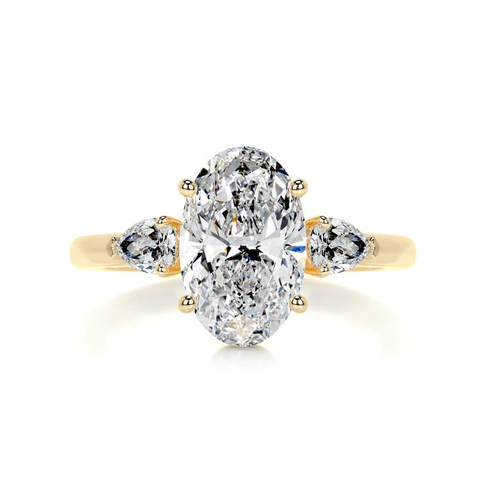 3 CT Solitaire Oval Three Stone Diamond Ring