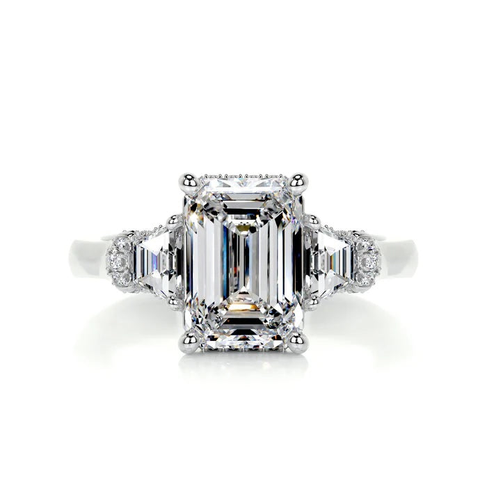 3.0 CT Emerald Three Stone Diamond Ring