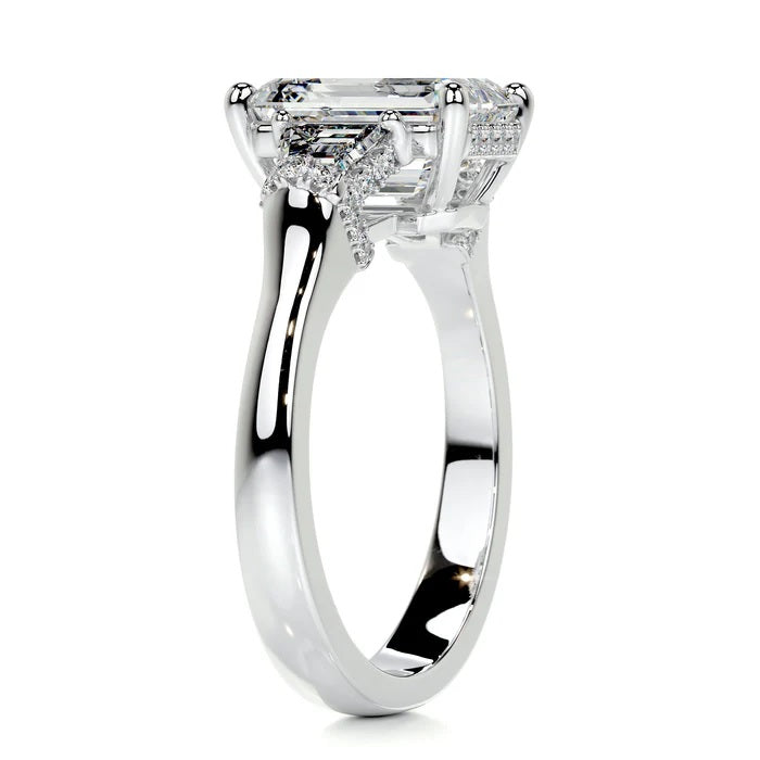3.0 CT Emerald Three Stone Diamond Ring