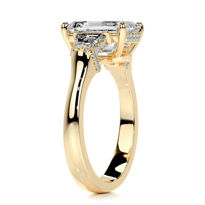 3.0 CT Emerald Three Stone Diamond Ring