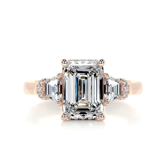 3.0 CT Emerald Three Stone Diamond Ring