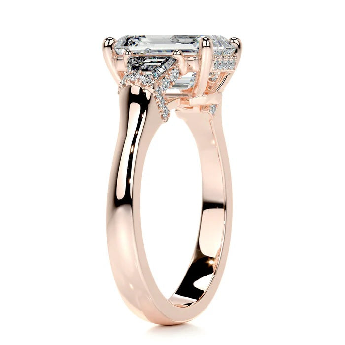 3.0 CT Emerald Three Stone Diamond Ring
