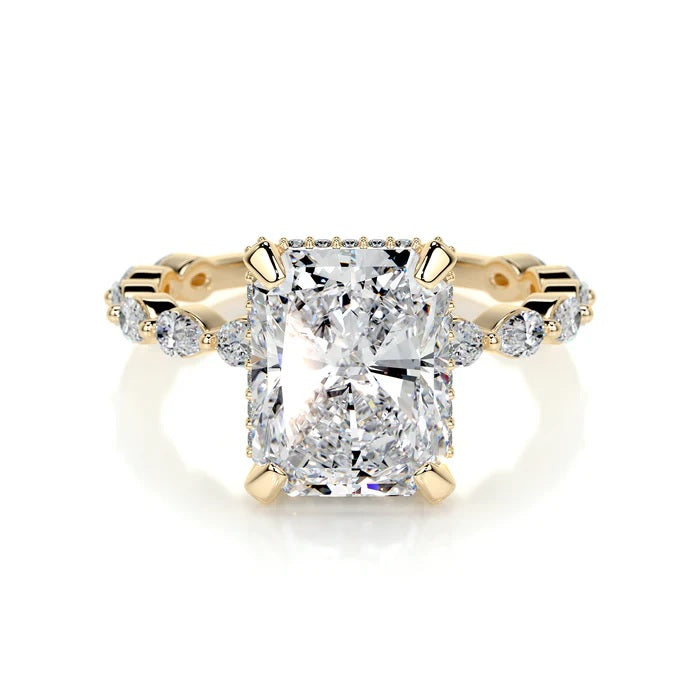 4 CT Solitaire Radiant Diamond Accent Ring