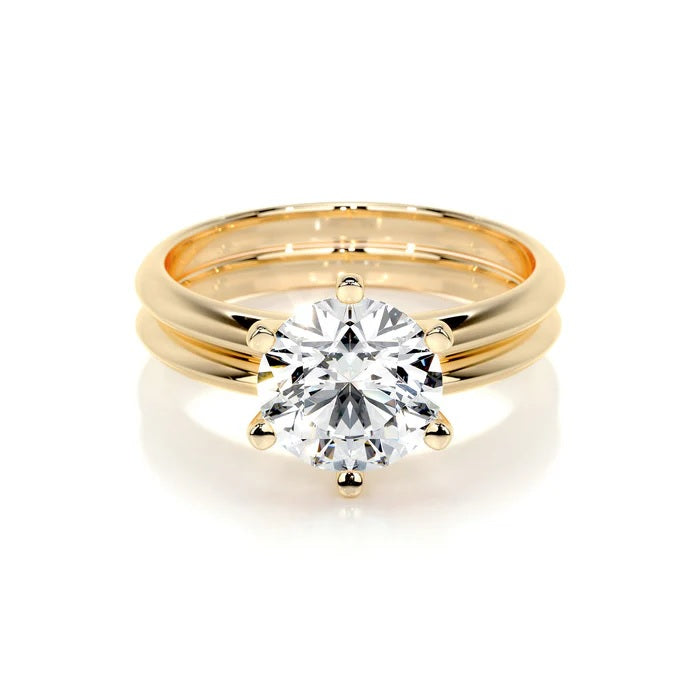 3 CT Brilliant Round Solitaire Diamond Ring with Matching Band