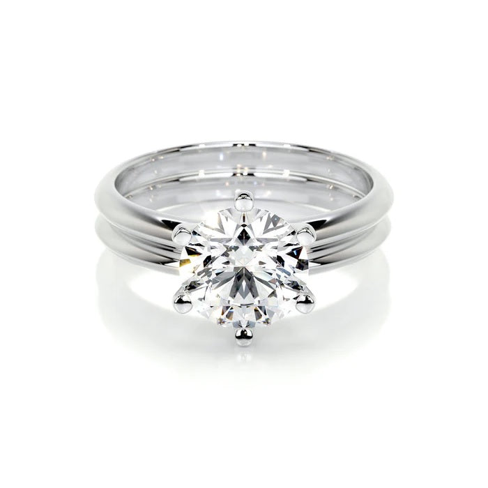 3 CT Brilliant Round Solitaire Diamond Ring with Matching Band