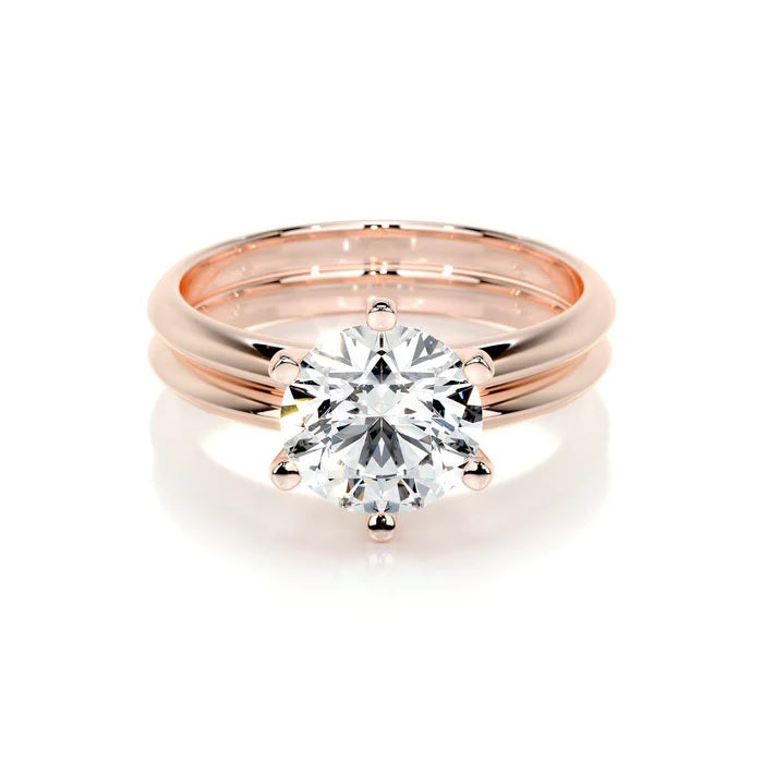 3 CT Brilliant Round Solitaire Diamond Ring with Matching Band