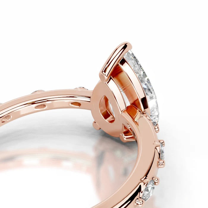 2 CT Solitaire Pear Cut Diamond Accent Ring